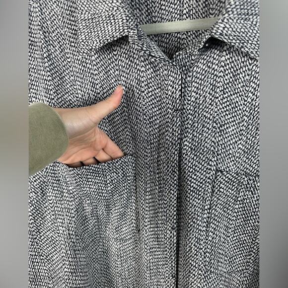 Athleta Textured Shirt Jacket Size 1X Oversized Black and White With Pickets - Picture 2 of 7